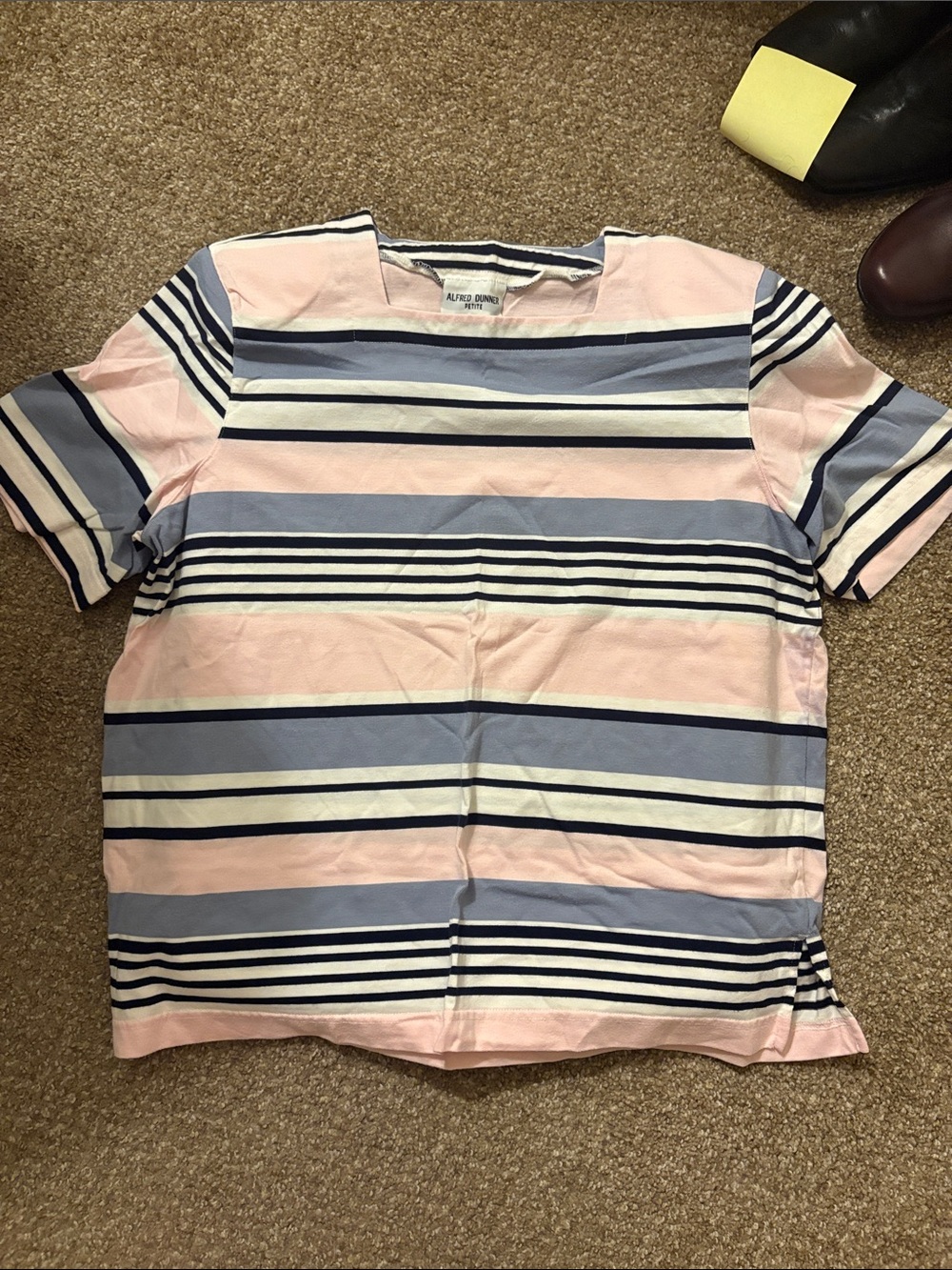 Aqua Pink and Light Blue Striped Short Sleeve Tee